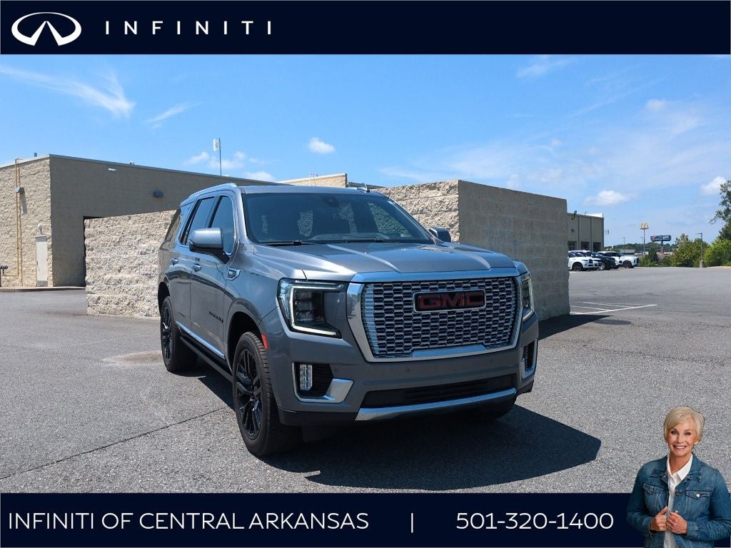 2021 GMC Yukon Denali in Satin Steel Metallic — front three-quarter view