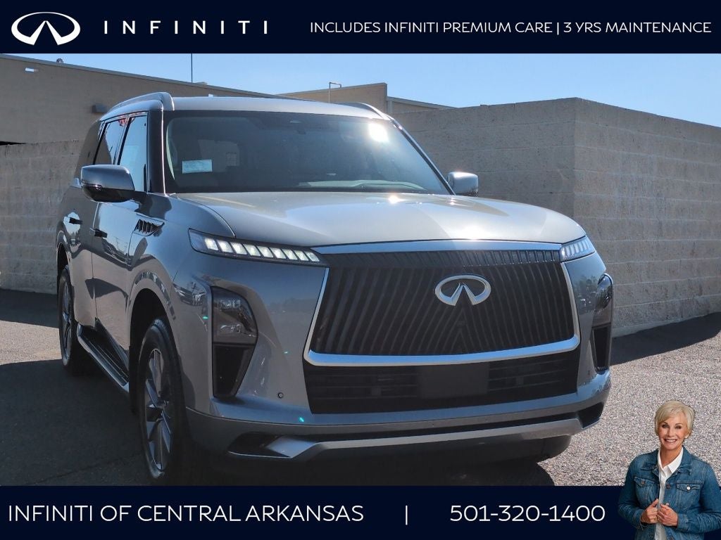 2026 INFINITI QX80 Pure 2WD in Dynamic Metal — front three-quarter view